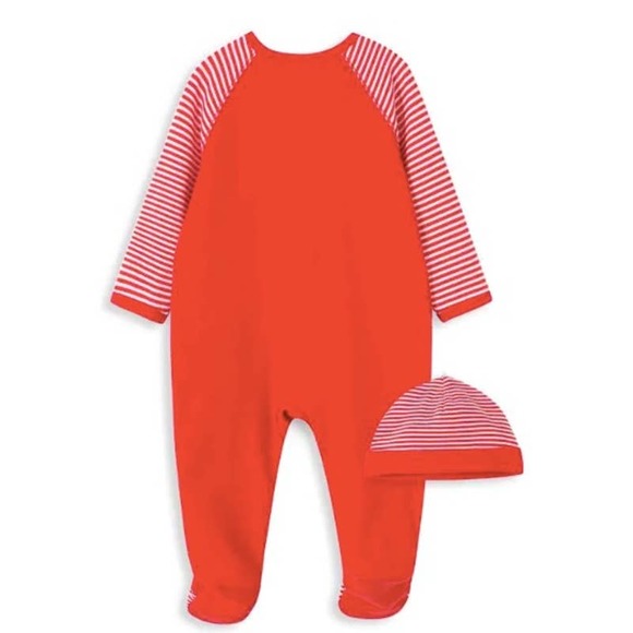 NWT Little Me Baby Boy's 2-Piece Striped Train Footie & Beanie Set (6 Months) - Picture 2 of 6